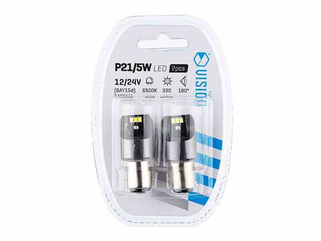 Żarówka VISION P21/5W BAY15d 12/24V 6x 3020 SMD LED, nonpolar, CANBUS, biała, 2 szt.