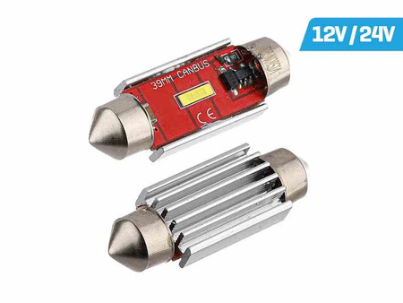 Żarówka VISION Festoon SV8.5 39mm 12/24V 1x 1860 SMD LED, nonpolar, CANBUS, biała, 2 szt.