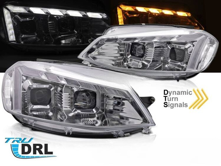 Lampy przednie VW Golf 7 17-19 LED drl seq chrome