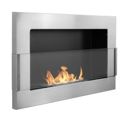 Biokominek wiszący z szybą  650x400 inox
