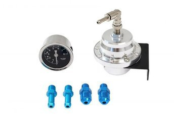 Regulator ciśnienia paliwa TurboWorks AN6 + zegar SILVER