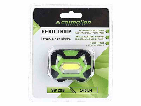 Lampa czołowa 3W COB 100 LM zasilana 3x AAA (brak w zestawie)