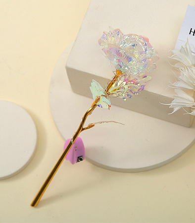 WIECZNA RÓŻA BIAŁA LED ZESTAW Z MISIEM NA WALENTYNKI URODZINY ROCZNICĘ