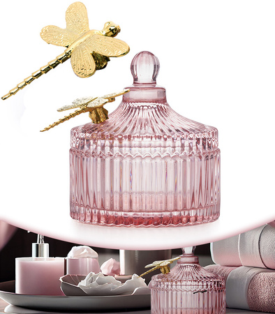 ORGANIZER NA BIŻUTERIĘ KOSMETYKI DROBIAZGI SZKLANY MAŁY POJEMNIK POKRYWKA OZDOBNA WAŻKA