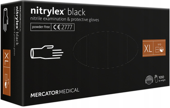 Rękawice nitrylowe czarne Mercator Nitrylex Basic rozmiar XL 100 szt.