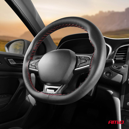 Pokrowiec sznurowany perforowany na kierownicę samochodową M 38-39cm OTOM-OTDK202