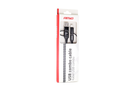 Kabel USB USB-C 3w1 iphone Lightning USB USB-C 1m UC-15 AMIO-02547