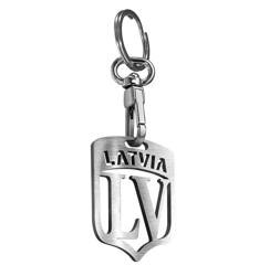 Brelok stalowy -  Łotwa (srebrny)