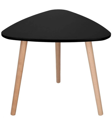 STOLIK KAWOWY 40 CM DREWNIANY TRÓJKĄTNY STYL SKANDYNAWSKI DO SALONU SYPIALNI NA TRZECH NOGACH