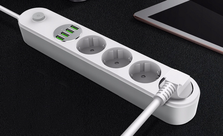 Listwa zasilająca z 4 gniazdami AC, 4x USB, LDNIO SE4432, 2m (biała)