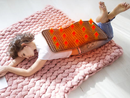 PODUSZKA MATA GRZEJĄCA ELEKTRYCZNA 60 X 30 MIĘKKA SZARA 3 TRYBY GRZANIA Z TIMEREM