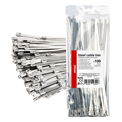 Opaski zaciskowe metalowe ze stali nierdzewnej 4.6x250mm 100 szt. AMIO-04322