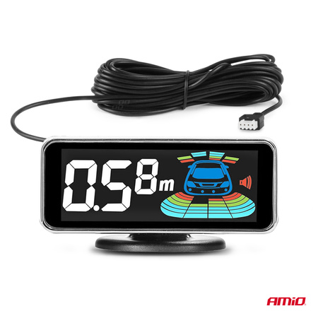 Czujniki parkowania cofania czarne wewnętrzne 16,5mm 8szt LED 3D AMIO-03196