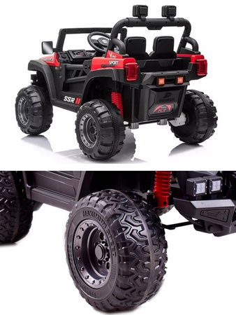 JEEP NA AKUMULATOR AUTKO DLA DZIECI TERENOWE BAGAŻNIK MP3 AUX USB KLAKSON