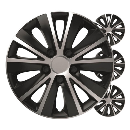 Kołpaki samochodowe 4szt. komplet Rapide czarno srebrne 16" cali COLOR BOX
