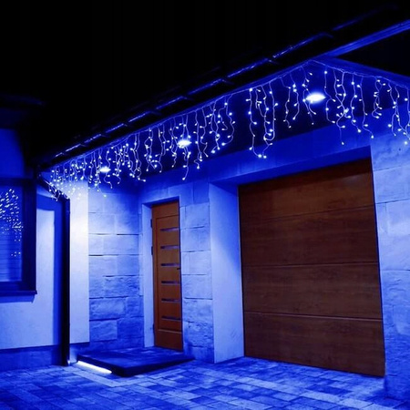 LAMPKI ZEWNĘTRZNE SOPLE 300 LED ZIMNA BIEL 12M EFEKT FLASH KURTYNA GIRLANDA OŚWIETLENIE ŚWIĄTECZNE