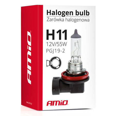 Żarówka halogenowa H11 12V 55W filtr UV (E4) AMIO-01159