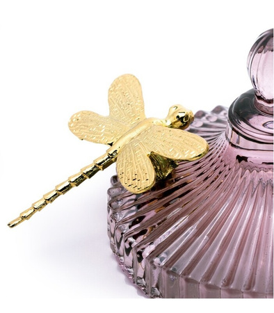 ORGANIZER NA BIŻUTERIĘ KOSMETYKI DROBIAZGI 10.5 x 20 CM SZKLANY POJEMNIK Z POKRYWKĄ I OZDOBNĄ WAŻKĄ