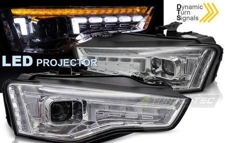 Reflektory lampy przednie led chrom Audi A5 11-16