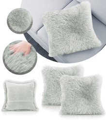 POSZEWKI DEKORACYJNE DOKKA 2 SZT. 45 x 45 CM POKROWCE NA PODUSZKI SZTUCZNE FUTRO SZARA