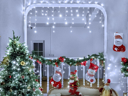 LAMPKI ZEWNĘTRZNE SOPLE 500 LED 20M KURTYNA GIRLANDA OŚWIETLENIE ŚWIĄTECZNE