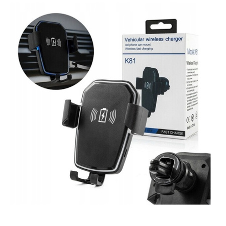 UCHWYT SAMOCHODOWY ŁADOWARKA INDUKCYJNA QI CZARNY