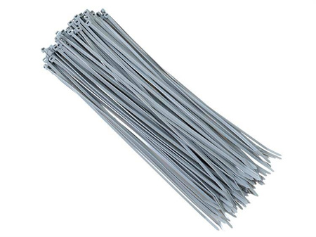 Opaski kablowe nylonowe 300x3,6 mm, srebrne, 100 szt.