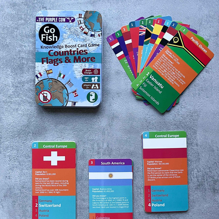 Podróżna gra karciana Kwartet The Purple Cow - Go Fish Kraje, Flagi i inne