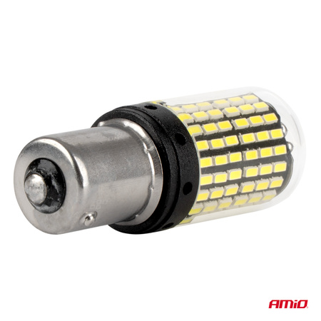 Żarówki LED CANBUS BA15S P21W R10W R5W 600LM 144SMD białe 12V 24V AMIO-04473