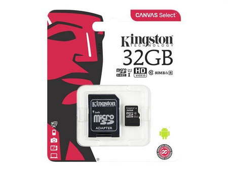 Karta pamięci Kingston Canvas Select 32 GB, microSDHC Class 10