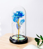WIECZNA RÓŻA LED W SZKLE NIEBIESKA OZDOBNE PUDEŁKO NA PREZENT