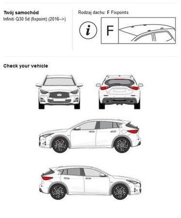 Bagażnik dachowy belki fuse Infiniti Q30 DARK