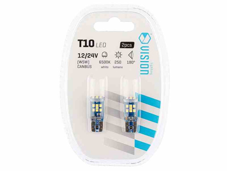 Żarówka VISION W5W (T10) 12/24V 21x 2016 SMD LED, nonpolar, CANBUS, biała, 2 szt.