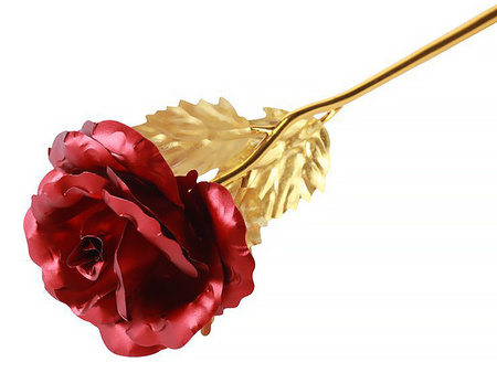 WIECZNA RÓŻA CZERWONA OZDOBNE PUDEŁKO NA PREZENT ZŁOTA ŁODYGA PODSTAWKA LOVE