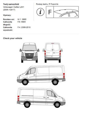 Platforma dachowa bagażowa Volkswagen Crafter L2H1
