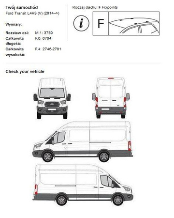 Platforma dachowa bagażnik Ford Transit L4H3 od 2014->