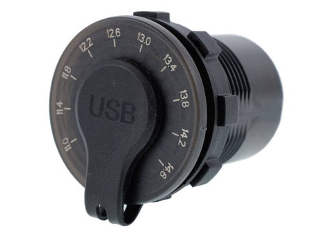 Ładowarka do zabudowy USB QC3.0 + USB 6A z woltomierzem i włącznikiem mechanicznym