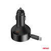 Ładowarka samochodowa ze zwijanym kablem typu C + USB-C 12V 24V 60W AMIO-04368