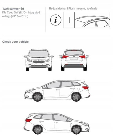 Bagażnik dachowy belki fuse Kia Ceed SW II/JD