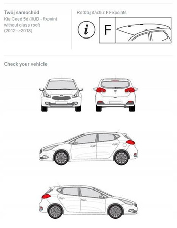 Bagażnik dachowy belki Fuse Kia Ceed I i II DARK