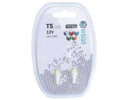 Żarówka VISION W1.2W (T5) 12V 1x COB LED biała, 2 szt.