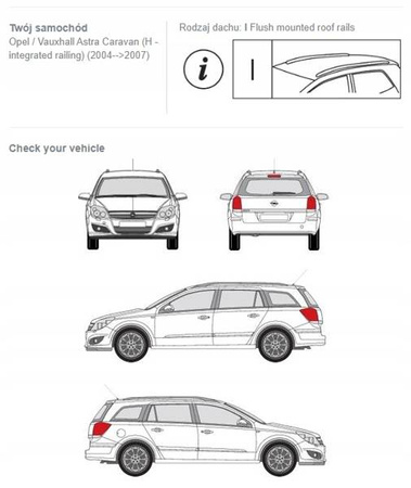 Bagażnik dachowy belki Opel Astra Caravan H.2 DARK