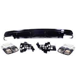 Tylny dyfuzor w zestawie z czarnymi końcówkami wydechu MERCEDES CLA C117, X117 2013-2018