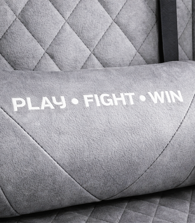 FOTEL GAMINGOWY ZAMSZOWY SZARY Z PODNÓŻKIEM Z CZARNĄ RAMĄ ERGONOMICZNY NOWOCZESNY OBROTOWY WYSOKI METALOWA RAMA DLA GRACZA DZIECI MŁODZIEŻY