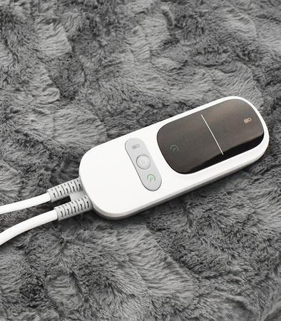 KOC ELEKTRYCZNY GRZEJĄCY Z PILOTEM PUSZYSTY MIĘKKI DUŻY 180 X 160 SZARY 9 TRYBÓW GRZANIA DWUOSOBOWY Z TIMEREM