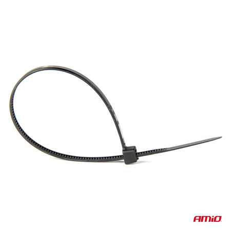 Taśmy opaski zaciskowe kablowe czarne 4,8x300mm - 100 szt. AMIO-02156
