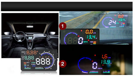 Wyświetlacz projektor LED LCD HUD OBD2 5.5 ZEGARY