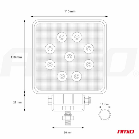 Lampa robocza halogen LED szperacz AWL07 9 LED 12V 24V AMIO-02421