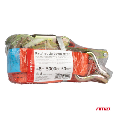 Pas transportowy z napinaczem 5000kg 50mm 8m AMIO-03299