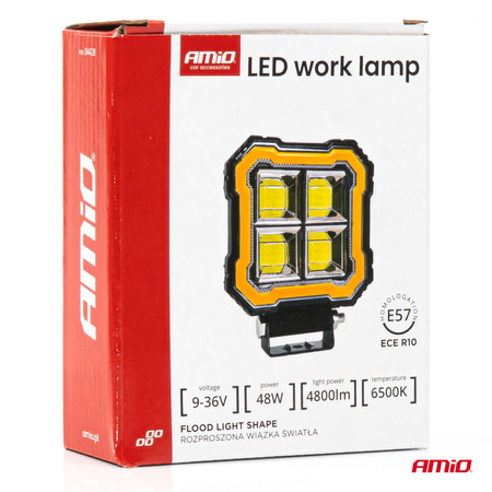Lampa robocza halogen LED szperacz AWL84 48W 4800LM 12V 24V AMIO-04428